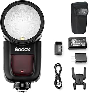 Godox V1-C Flash Speedlite for Canon, 76Ws 2.4G X Wireless TTL Speedlight | 1/8000 HSS, 1.5s Recycle, 480 Full Power Flashes, Rechargeable Battery, GODOX V1 C V1C Round Head Camera Flash for Canon