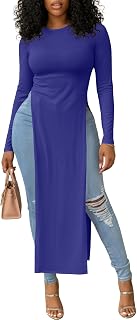 OPOIPIN Women's Side Split Casual Long Shirt
