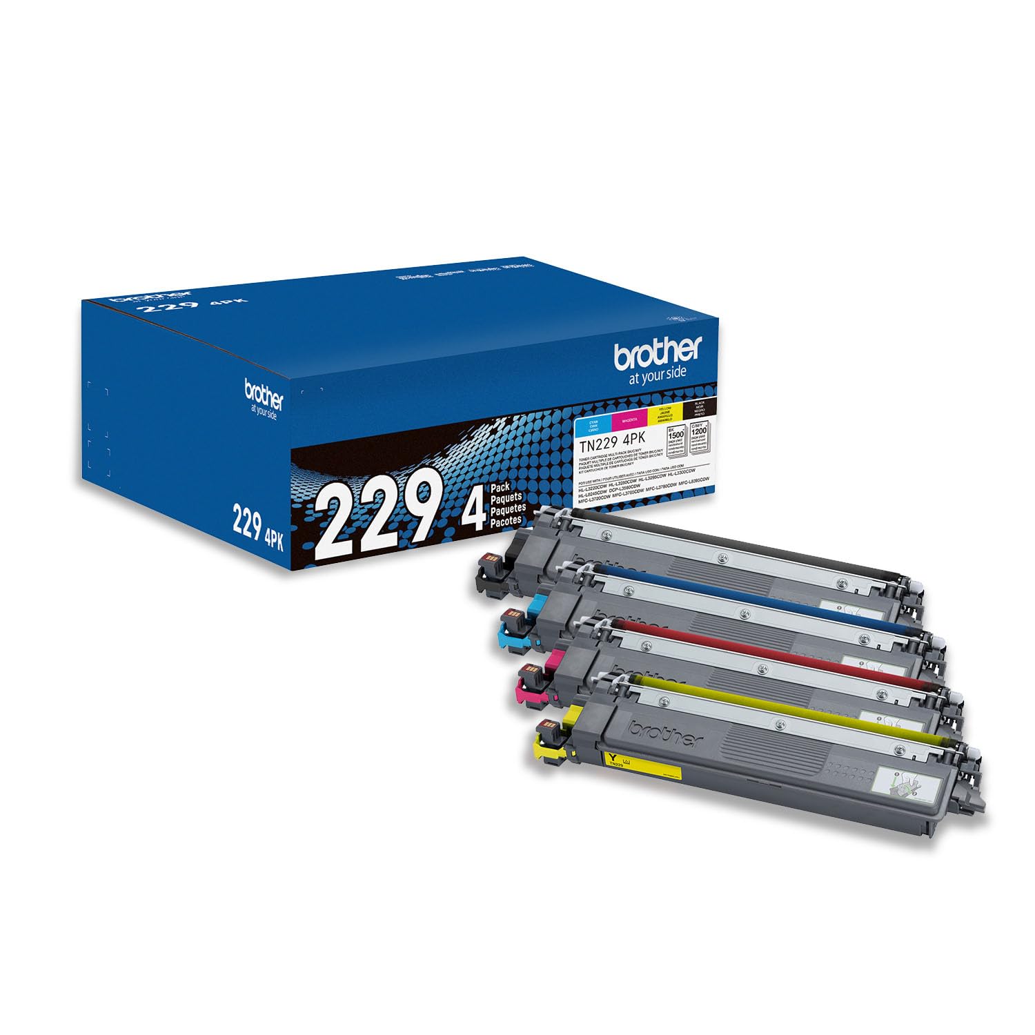Brother Genuine TN2294PK Standard Yield 4-Pack Printer Toner Cartridges - Black,