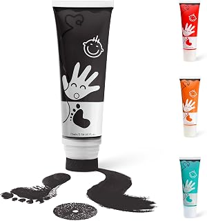 Baby Hand and Footprint Paint with Sponge Head, Washable Paint, Black | 2.54 fl oz, Non-Toxic & Acid-Free, Baby Safe Paint for Newborn Keepsakes, Dog Nose & Paw Prints Paint, Baby First Halloween