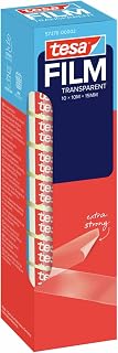 tesa tesafilm transparent adhesive tape, 10 m x 15 mm, 10 rolls | Clear adhesive film with strong adhesion, solvent-free, ageing resistant and tear-resistant, universally applicable