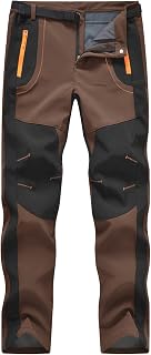 Rdruko Men's Snow Ski Waterproof Softshell Pants Outdoor Hiking Travel Fleece Insulated Winter Pants