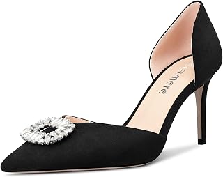 Castamere Women's High Heel Pointed Toe Pumps Two-Piece Slip-On Diamond Crystal Dance Dress 8CM Heels
