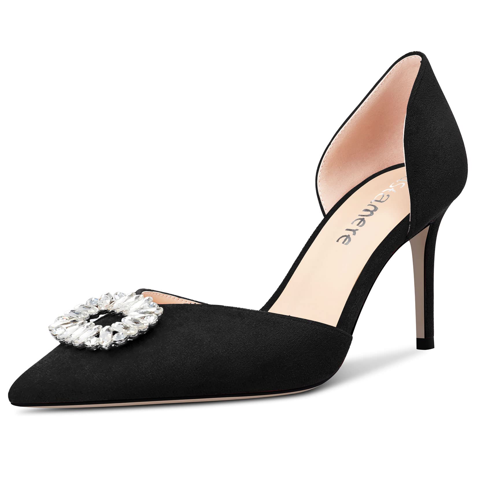 Castamere Women's High Heel Pointed Toe Pumps Two-Piece Slip-On Diamond Crystal 