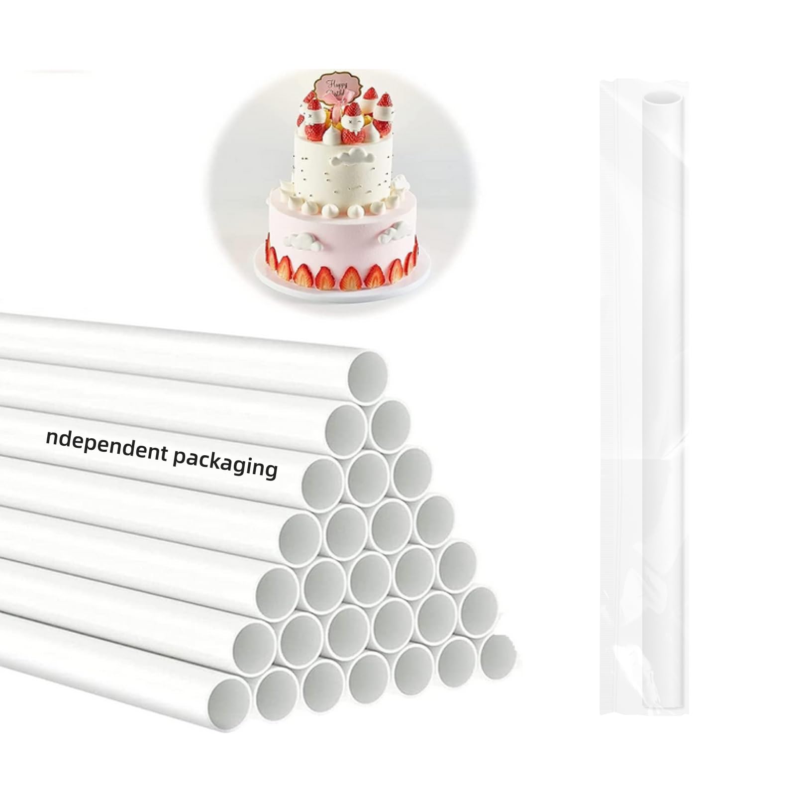 DaTpuik 15PCS 9.5 Inch White Plastic Cake Dowel Rods for Tiered Cake Pillars Con