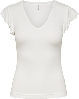 Only Onlmay Life S/S Frill V-Neck Top Box Jrs Onlmay Life S/S Frill V-Neck Top Box Jrs Women's (Pack of 1)