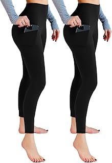 Leafigure 2 Pairs of Women's High-Waist Sports Leggings with Pockets, Opaque, for Gym, Sports, Yoga | Blickdichter Stoff, Elastischer 4-Wege-Stretch, Ideal für Gym, Yoga, Laufen und Alltag