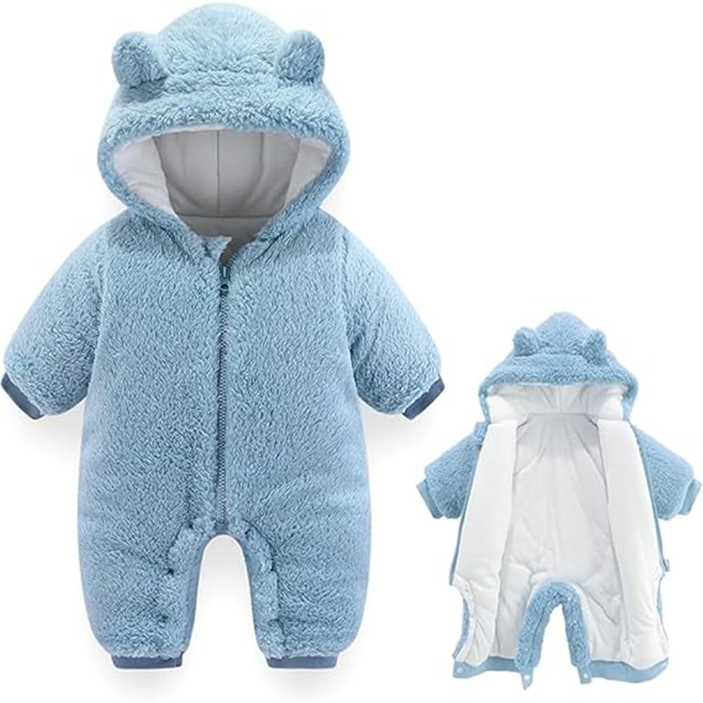AiWMGL Baby Bear Hooded Fleece Romper Snowsuit