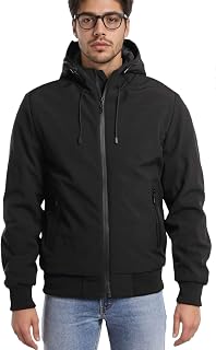 TONY BACKER Men's Winter Softshell Waterproof Windproof Jacket with Hood, Warm Jacket, Casual Jacket, Hiking 3351