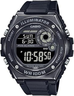 Casio MWD100H Series | Men’s Digital Watch | 1/100 SEC Stopwatch | Countdown Timer | LED Light | 100 Meter Water Resistance | Multi Function Alarm | Auto Calendar | Dual Time | 10 Yr Battery