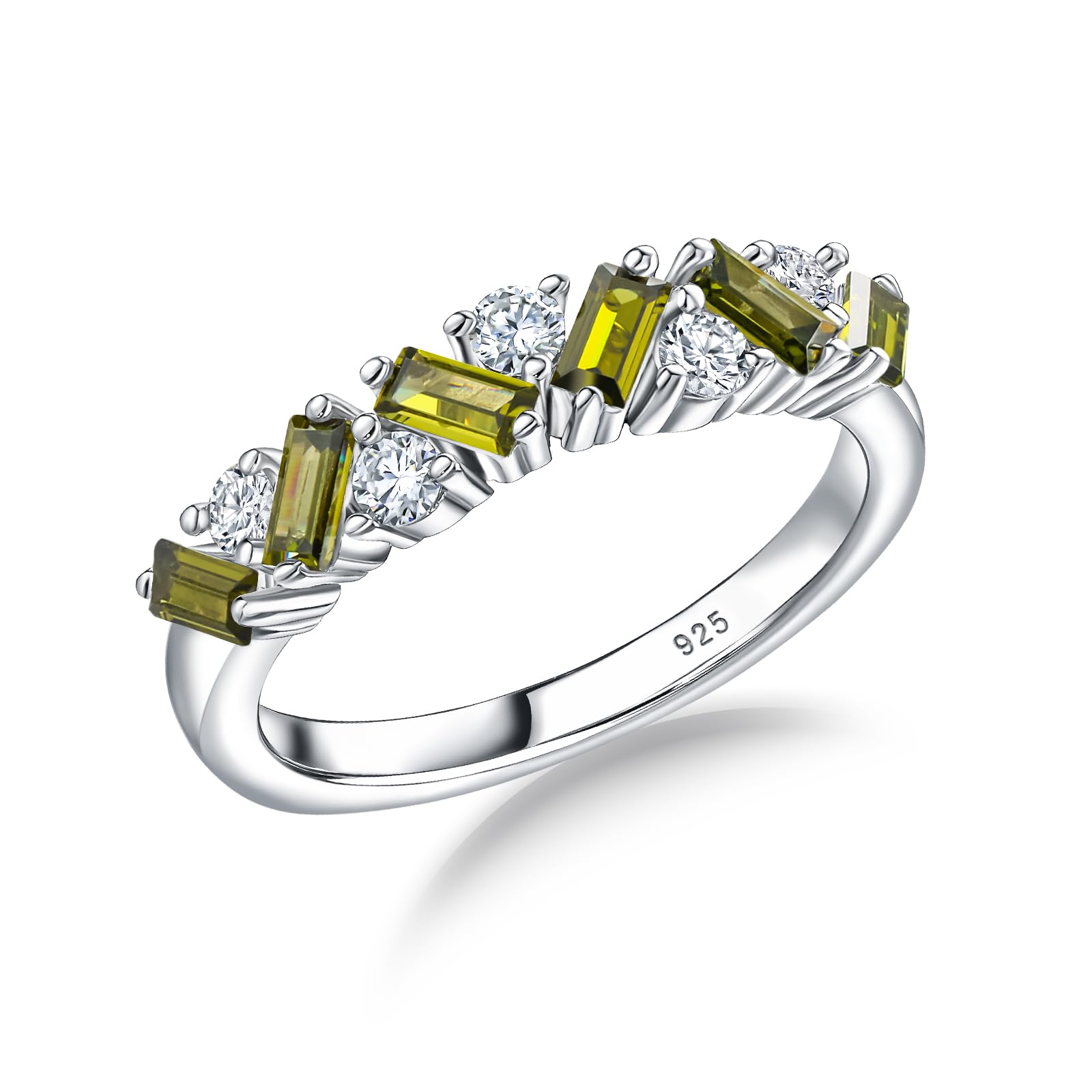 DAYBYDAY Birthstone Rings for Women 925 Sterling Silver Emerald Cut Eterinty Ban