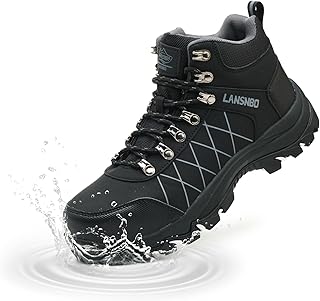LANSNBO Waterproof Steel Toe Work Boots for Women Wide Width
