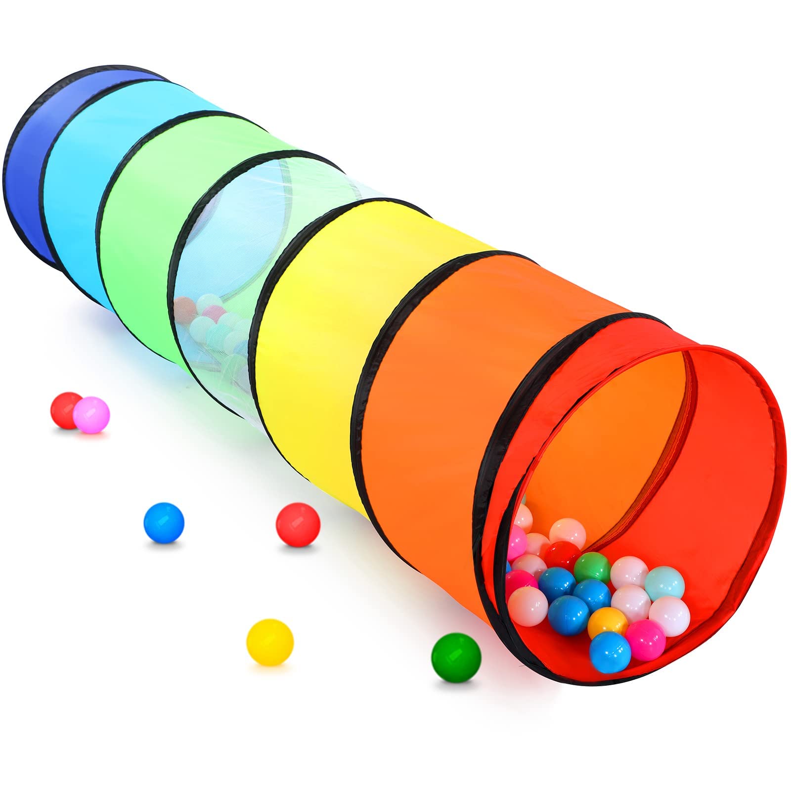 Kids Play Tunnel Tent for Toddlers, Colorful Pop Up Crawl Tunnel Toy for Baby or