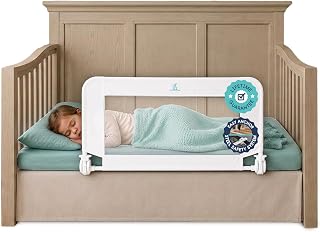 Hiccapop Convertible Crib Bed Rail for Toddlers, Crib Rail Guard, White | Sturdy Steel Anchor System, Stays in Place, Easy Install, No Tools, Fits all standard cribs (Except IKEA), Heavy-duty fabric