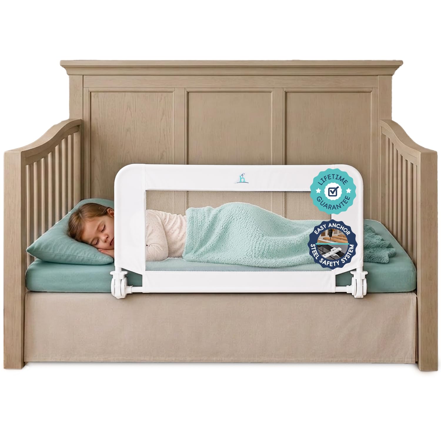 Hiccapop Convertible Crib Bed Rail for Toddlers, Crib Rail Guard, White | Sturdy