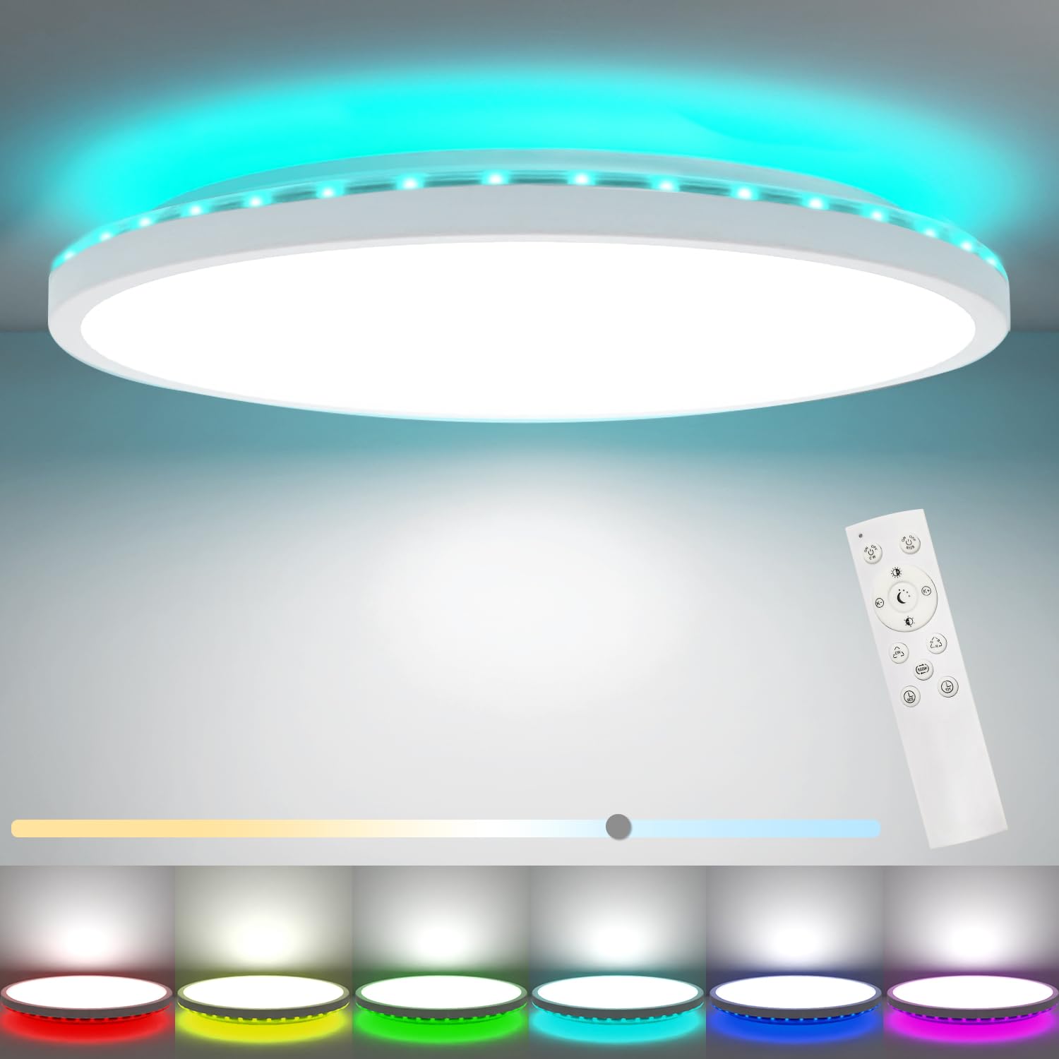 Peasur 30CM LED Ceiling Light 3000-6500K, 24W 3200LM Bathroom Light Dimmable wit