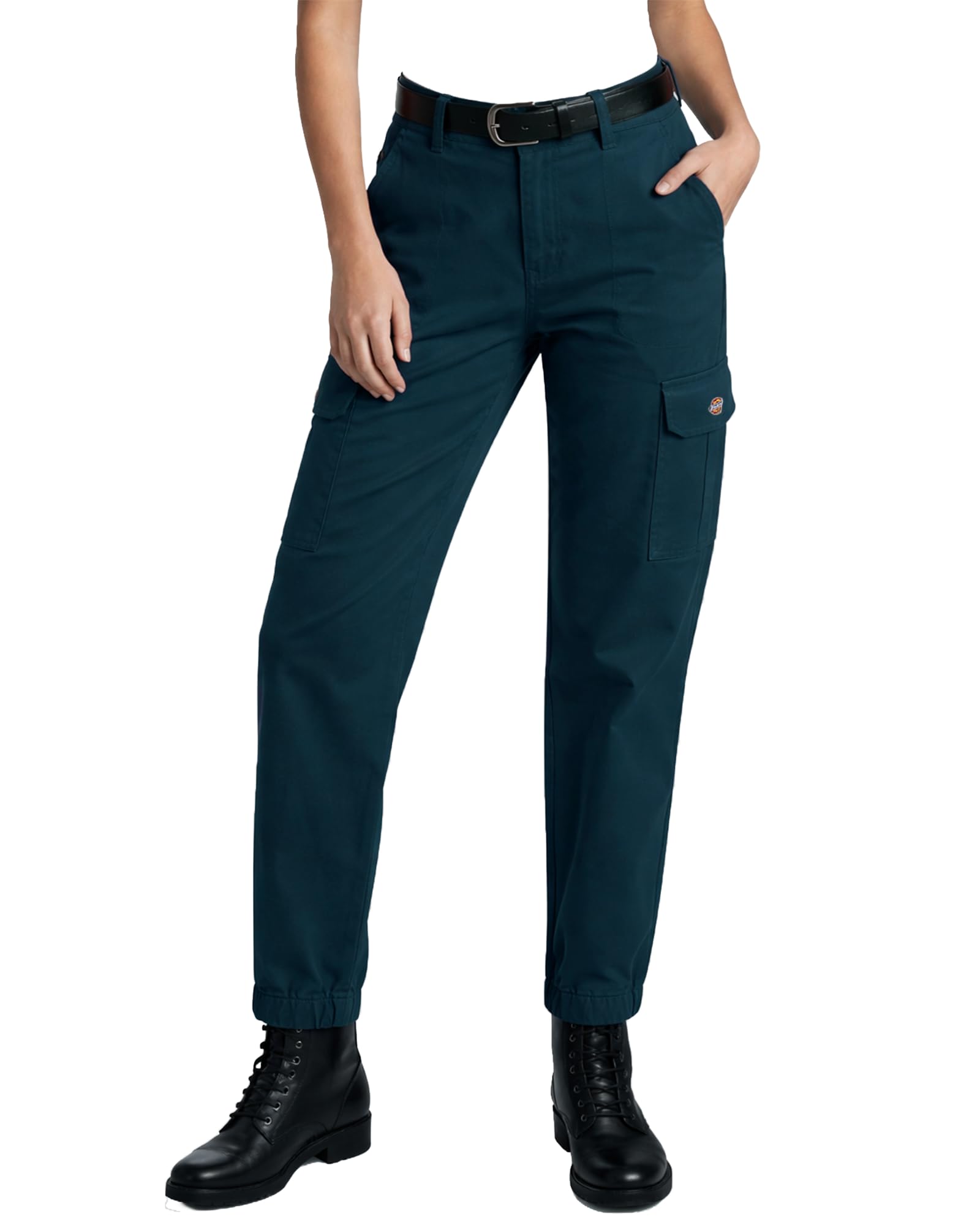 Dickies Womens High Rise Cotton Twill Cargo Joggers Elastic Ankle