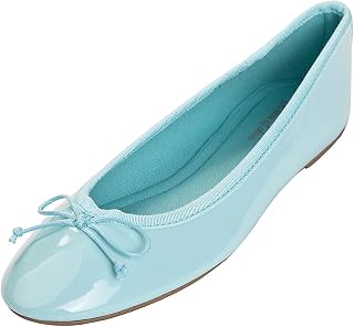 Feversole Ballerina in Coloured Patent Leather with Memory Foam Cushion for Macaroons for Women