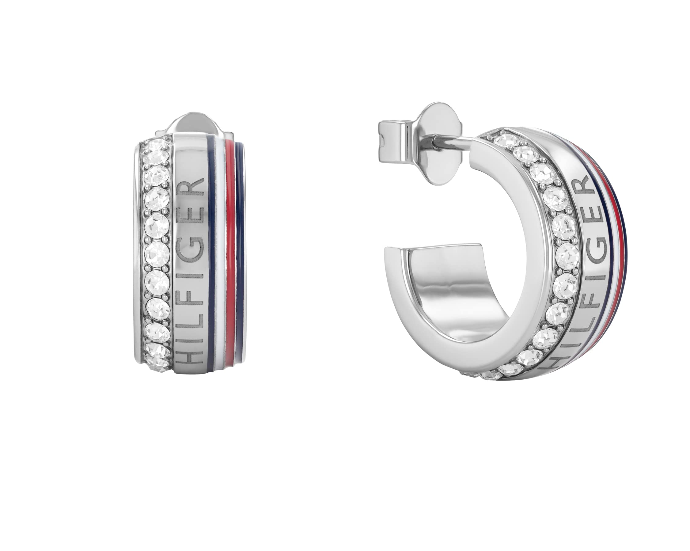 Tommy Hilfiger Jewelry Stainless Steel Hoop Earrings for Women with Crystals - 2
