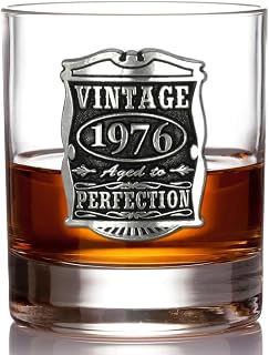 English Pewter Company Vintage Years 1976 50th Birthday or Anniversary Old Fashioned Whisky Rocks Glass Tumbler - Unique Gift Idea For Men [VIN003]