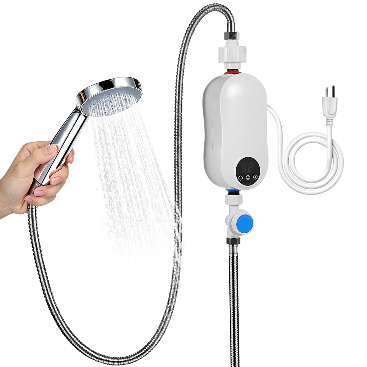 Baluue 3500W Tankless Instant Electric Water Heater for Shower and Sink, Mini Po