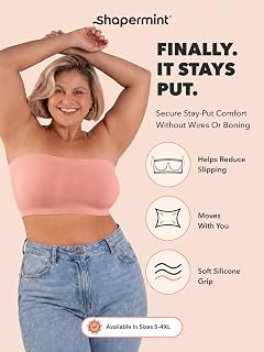 SHAPERMINT Convertible Strapless Bras for Women - Bandeau Bra, Strapless Top