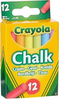 CRAYOLA 12ct Chalk, Classic Colors, Classroom & School Supplies for Kids | 12 craies de couleur pour tableau, Forme cylindrique, Anti-poussière et anti-casse, À utiliser à la maison comme à l'école
