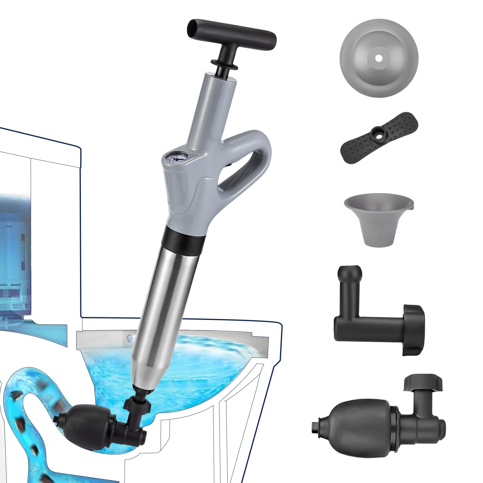 MaxxGeek Toilet Plunge Blaster, High Pressure Toilet Plunger, High-Pressure Air 