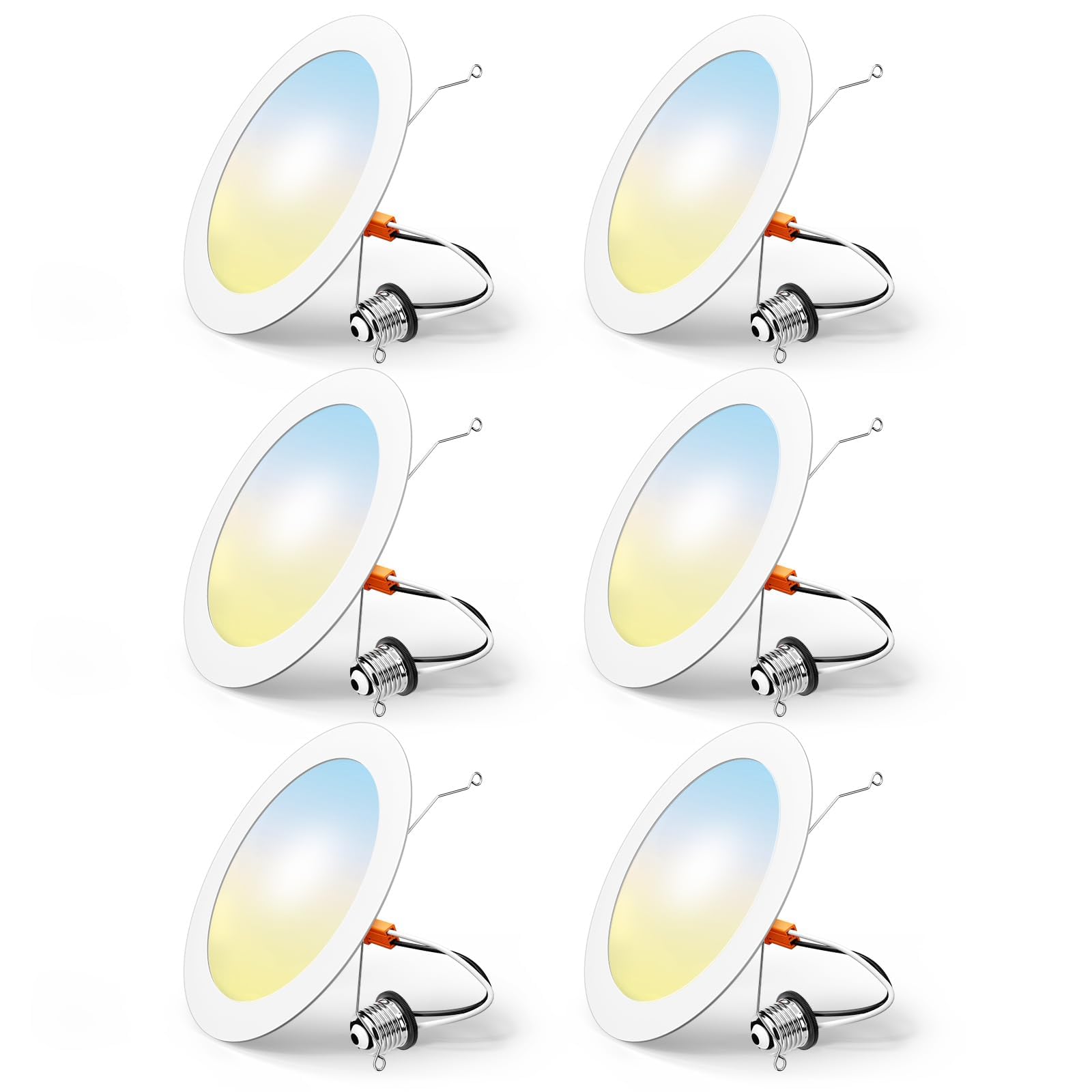 FREELICHT 6 Pack Retrofit LED Recessed Lighting 6 Inch, 5CCT, White | 2700K/3000