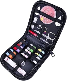 42pcs Sewing Kit for Home, Travel & Emergencies - Filled with Notions Scissor & Thread - Black Bag
