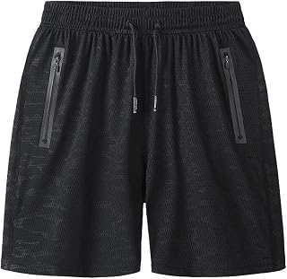 rismart Mens Quick Dry Shorts Workout Running Walking Athletic Sports with Zip Pockets