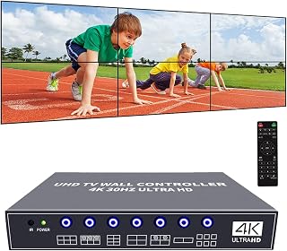 ISEEVY 4K UHD Video Wall Controller 2x3 3x2 2x2 TV Wall Processor Support 3840x2160@30 HDMI Input for 6 TV Splicing Display