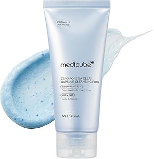medicube Facial Cleanser Zero Pore Capsule Foam Cleanser | Daily Gentle Face Wash for Pore, Blackhead & Skin Texture Care, AHA BHA PHA for Deep Cleansing, Korean Skincare, 4.23 oz