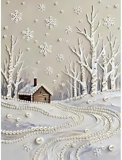 DIYBEADDOT Snow House Diamond Pearl Painting Kits for Adults,5D Snowflake Special Shape Diamond Art Pearl Painting Kits for Beginner,DIY Plastic Pearl Painting Kit for Home Decoration 12 × 16 inch