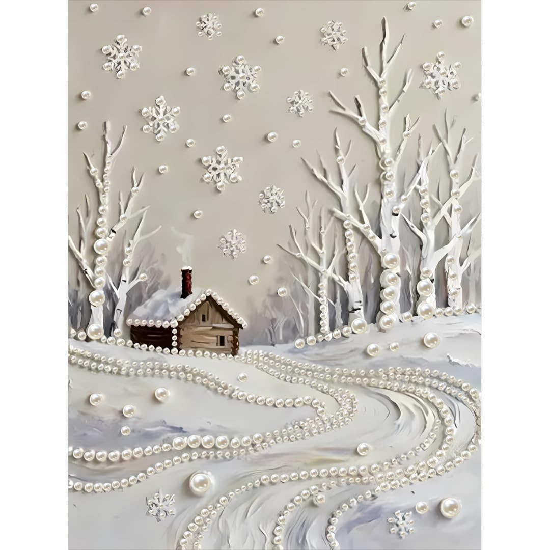 DIYBEADDOT Snow House Diamond Pearl Painting Kits for Adults,5D Snowflake Specia