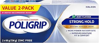 POLIGRIP Strong Hold Denture Adhesive Cream, 2 Pack