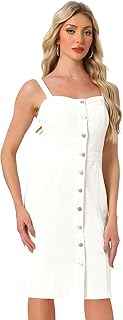 Allegra K Women's Button Down Midi Denim Dress