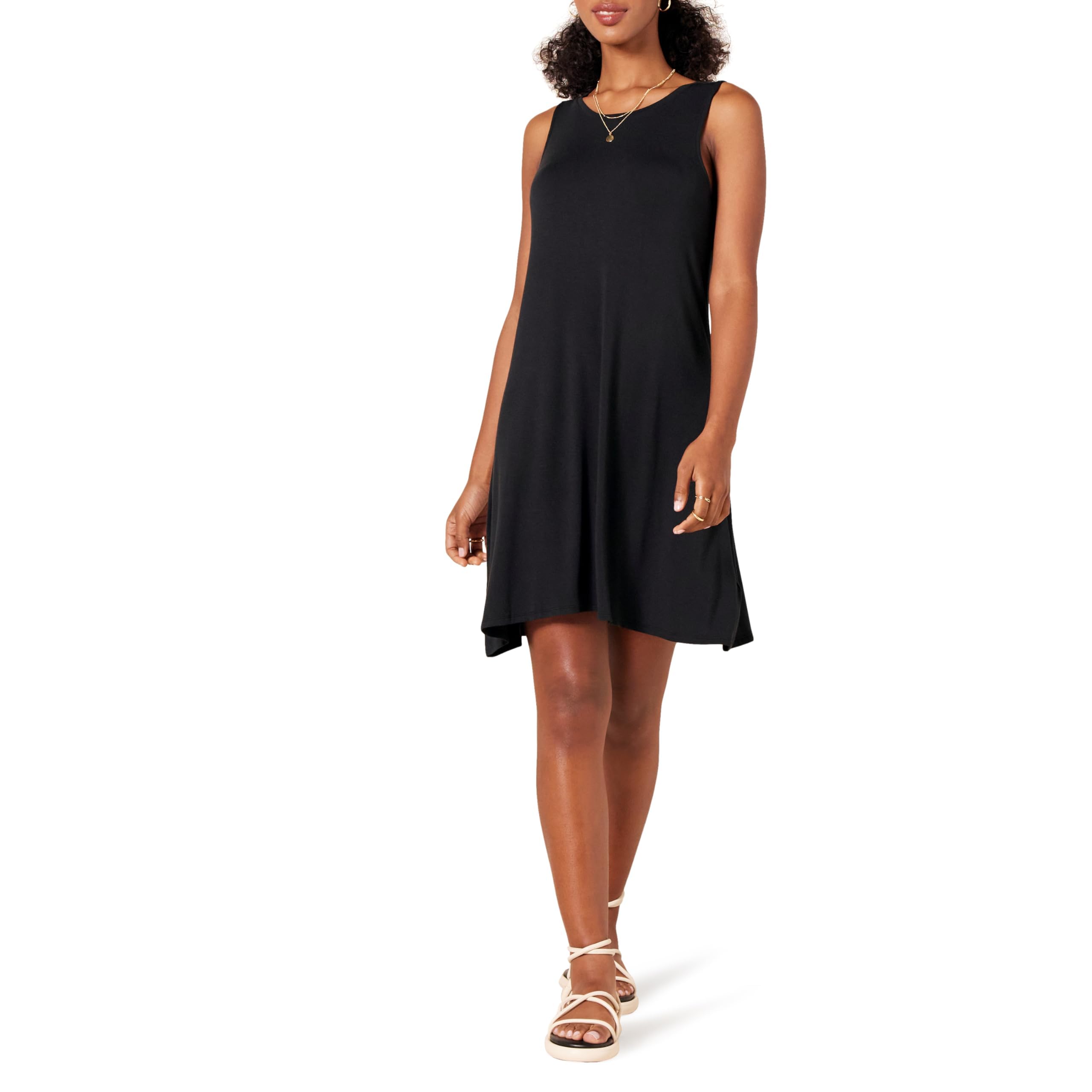 Amazon Essentials Women's Sleeveless T-Shirt Swing Dress (Available in Plus Size
