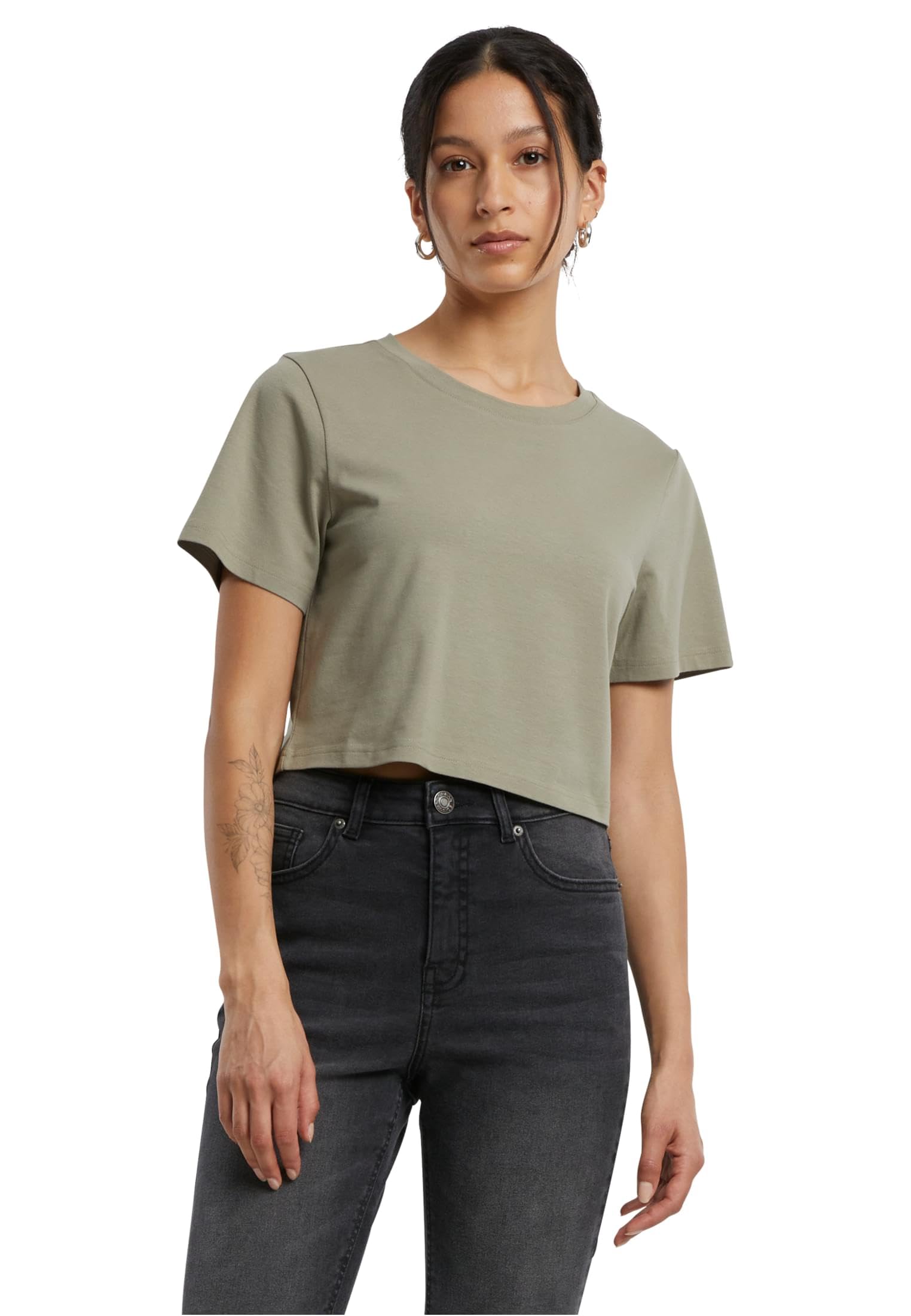 Build Your Brand Women's By042-ladies Cropped Tee T-Shirt (Pack of 1)