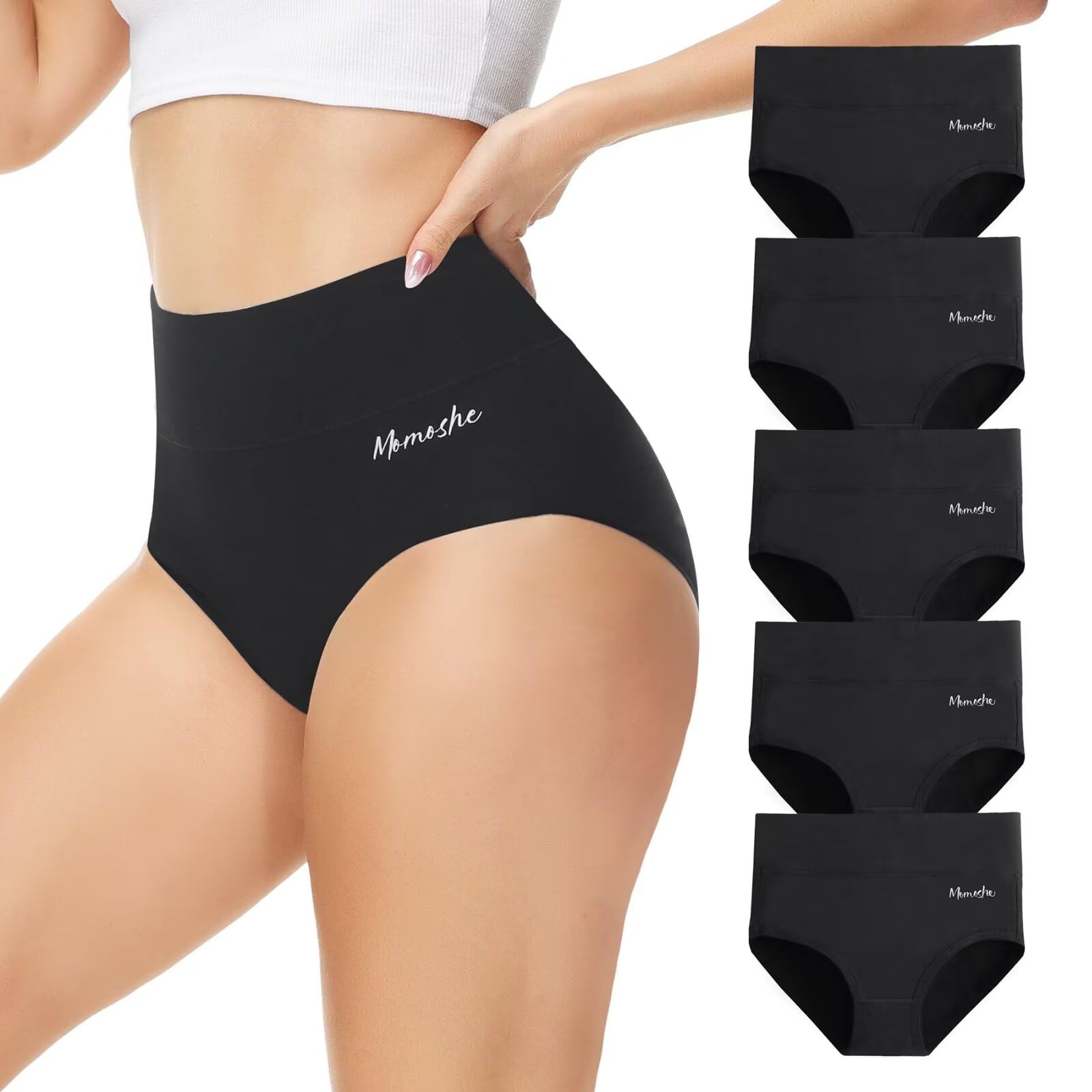 Women's High Waist Panties Pack of 5 Cotton Underwear