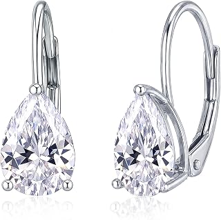 LeCalla 925 Sterling Silver Drop Earrings for Women | Leverback Dangle Earrings | Minimalist Hypoallergenic Earring Jewelry Gifts for Women Her Wife Mom Birthday Anniversary