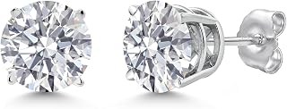 Gem Stone King 14K Gold Lab Diamond Stud Earrings