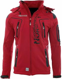 Geographical Norway Techno Men – Waterproof Softshell Hooded Jacket – Outdoor Tactical Wind Jacket – Hiking Skiing Autumn Winter Spring