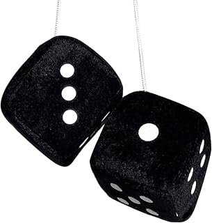 Vintage-Inspired Fluffy Dice for Car Rearview Mirror – Soft Plush Pair with Hanging String for Retro Interior Decoration