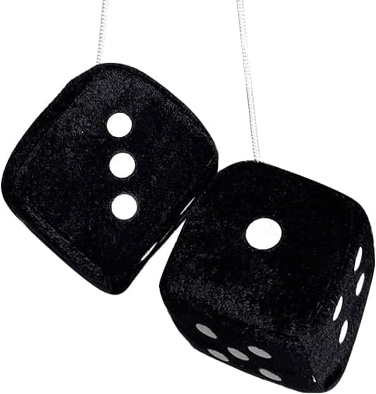 Vintage-Inspired Fluffy Dice for Car Rearview Mirror – Soft Plush Pair with Hang
