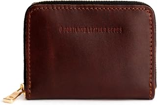 Portland Leather Goods Women's Small Zip Wallet – Expandable Design with Zipper Closure, 4 Card Slots, 2 Cash Slots & Zippered Coin Pocket – Handmade from the Finest Full-Grain Hides – Cognac