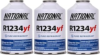 National R1234YF Refrigerant Automotive Replacement for MVAC | 8oz Can with self Sealing Valve for AC Recharging (3 Cans)
