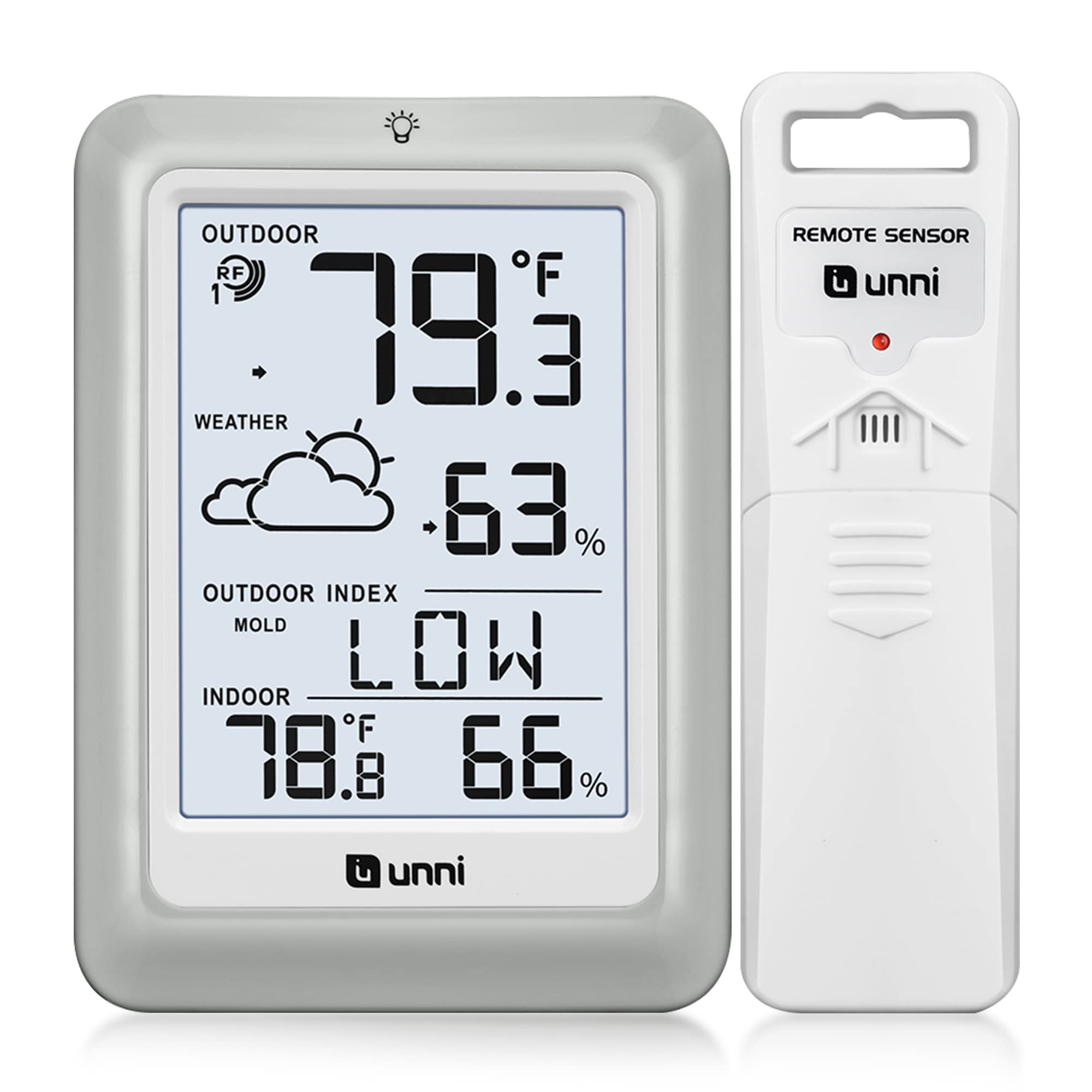 Weather Station Wireless Indoor Outdoor Thermometer with Backlight | Min Max Dis