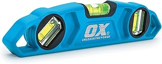 OX Pro Torpedo Level 9"/230mm, Magnetic Boat Level Spirit Level | 3 Easy View Vials Measures level, plumb & 45°, Compact Milled Aluminium Profile for Scaffolders, Plumbers & Electricians