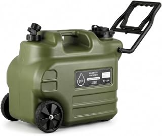 Aquiforge 7.4Gal Portable Water Storage Tank with Wheels & Tap - Food Grade PE Rolling Water Container with Handle for Camping, RoadTrip Outdoor Emergency, Hurricane Preparedness - BPA Free, Leakproof
